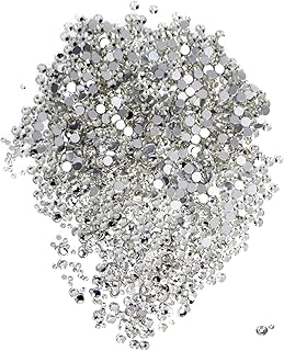 2880Pcs Silver Crystal Rhinestones, 2mm/4mm Bling Crystal Diamantes, Reflective Crystal Diamantes, Brightness Flat Back Rhinestones, Non-Stick Diamantes for Nail Art & Scrapbooking Embellishments