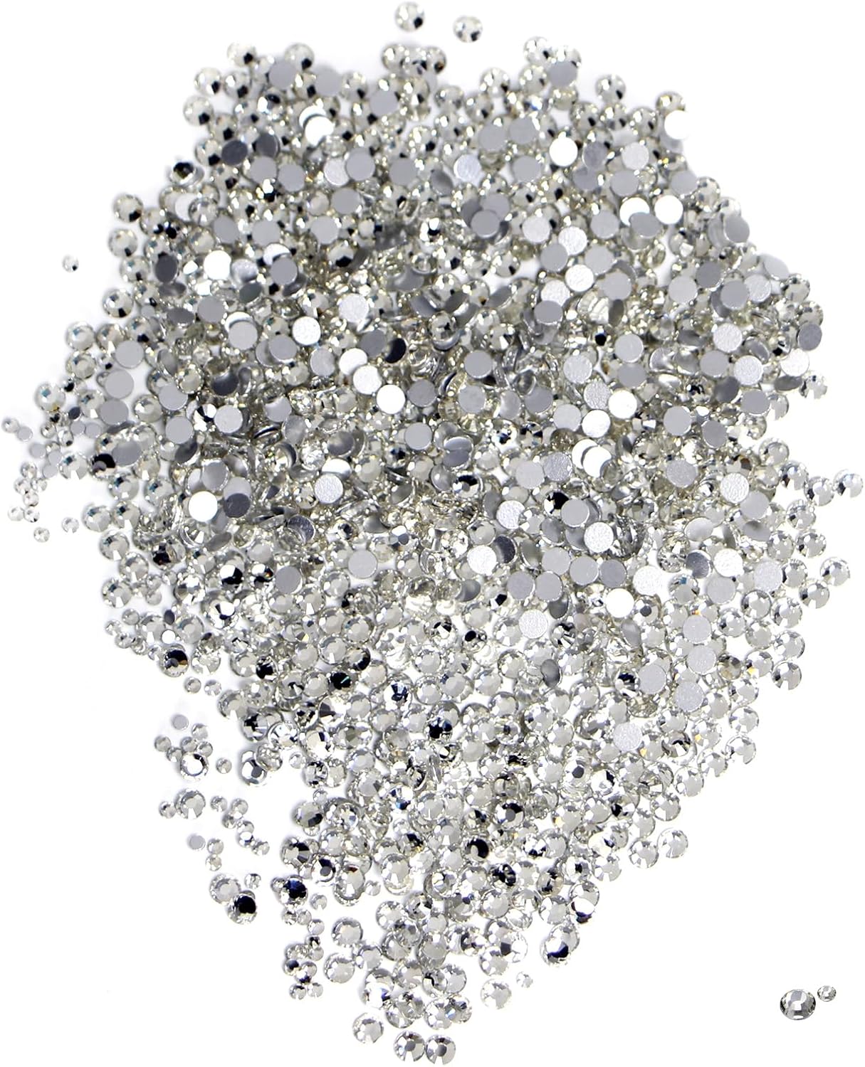 2880Pcs Silver Crystal Rhinestones, 2mm/4mm Bling Crystal Diamantes, Reflective Crystal Diamantes, Brightness Flat Back Rhinestones, Non-Stick Diamantes for Nail Art & Scrapbooking Embellishments-0