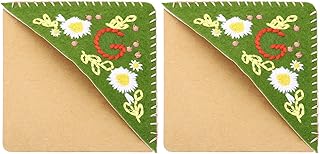 PATIKIL 2pcs Corner Bookmark, Letter Book Mark Personalized Embroidered Bookmark Cute Letter Book Mark Flower Felt Triangle for Reading Women Men Book Lovers Gift Teacher, Green, Letter G