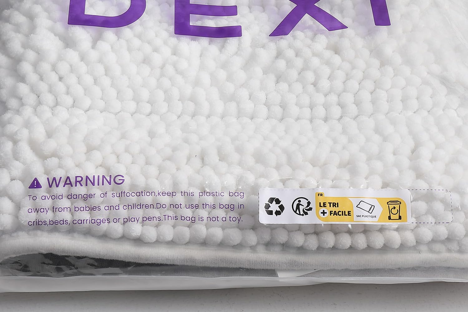 DEXI Chenille Bath Mat 50 x 80 cm, Non Slip Bath Mats for Inside Bath, Super Absorbent and Washable Bathroom Mat, Soft Fluffy Bath Rug for Bathroom, Bathtub, Shower, White-10