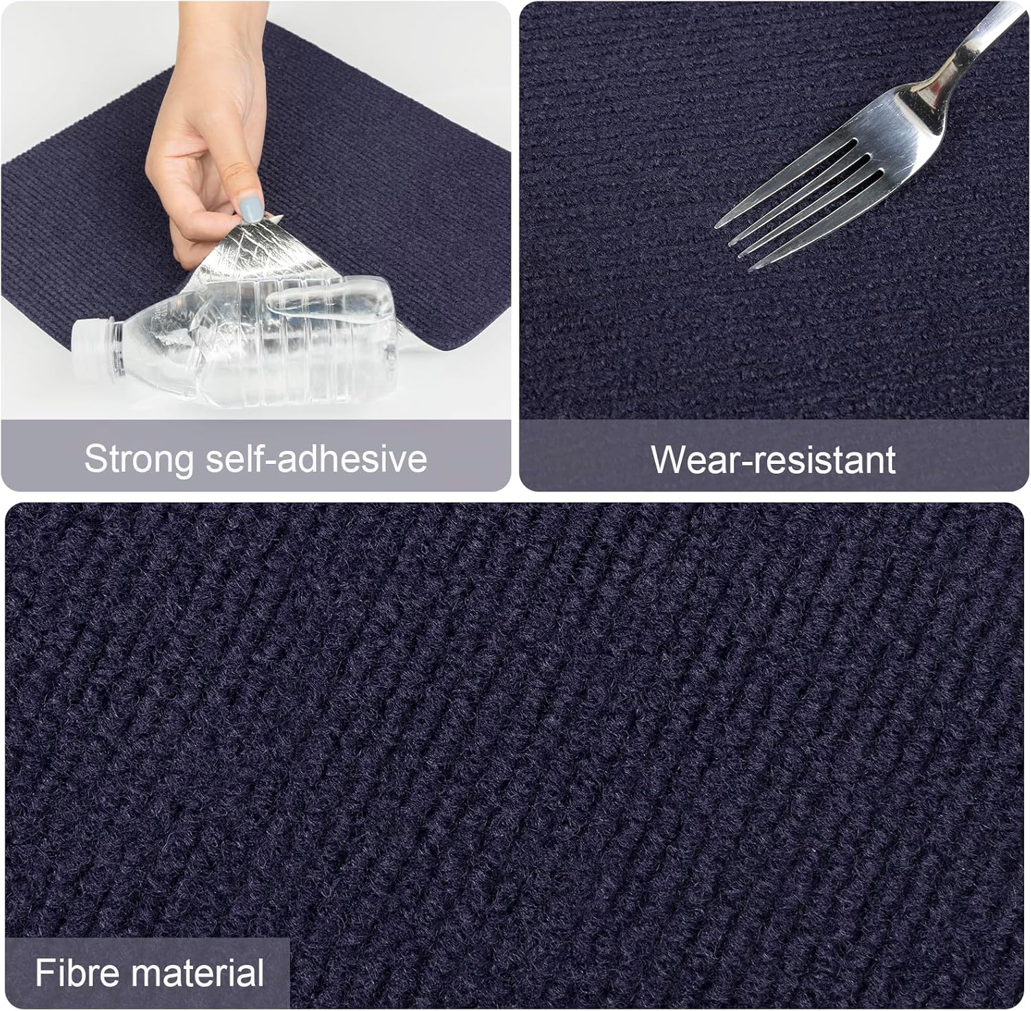 Elffloor Carpet Tiles Self Adhesive Carpet Floor Tiles, Anti-Slip Flooring Rugs for Living Room Office Bedroom, Dark Blue Peel and Stick Carpet Floor Thick 4.5mm 30 x 30 cm 50pcs-4