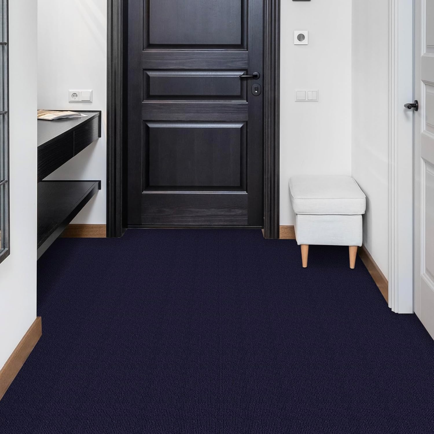 Elffloor Carpet Tiles Self Adhesive Carpet Floor Tiles, Anti-Slip Flooring Rugs for Living Room Office Bedroom, Dark Blue Peel and Stick Carpet Floor Thick 4.5mm 30 x 30 cm 50pcs-7