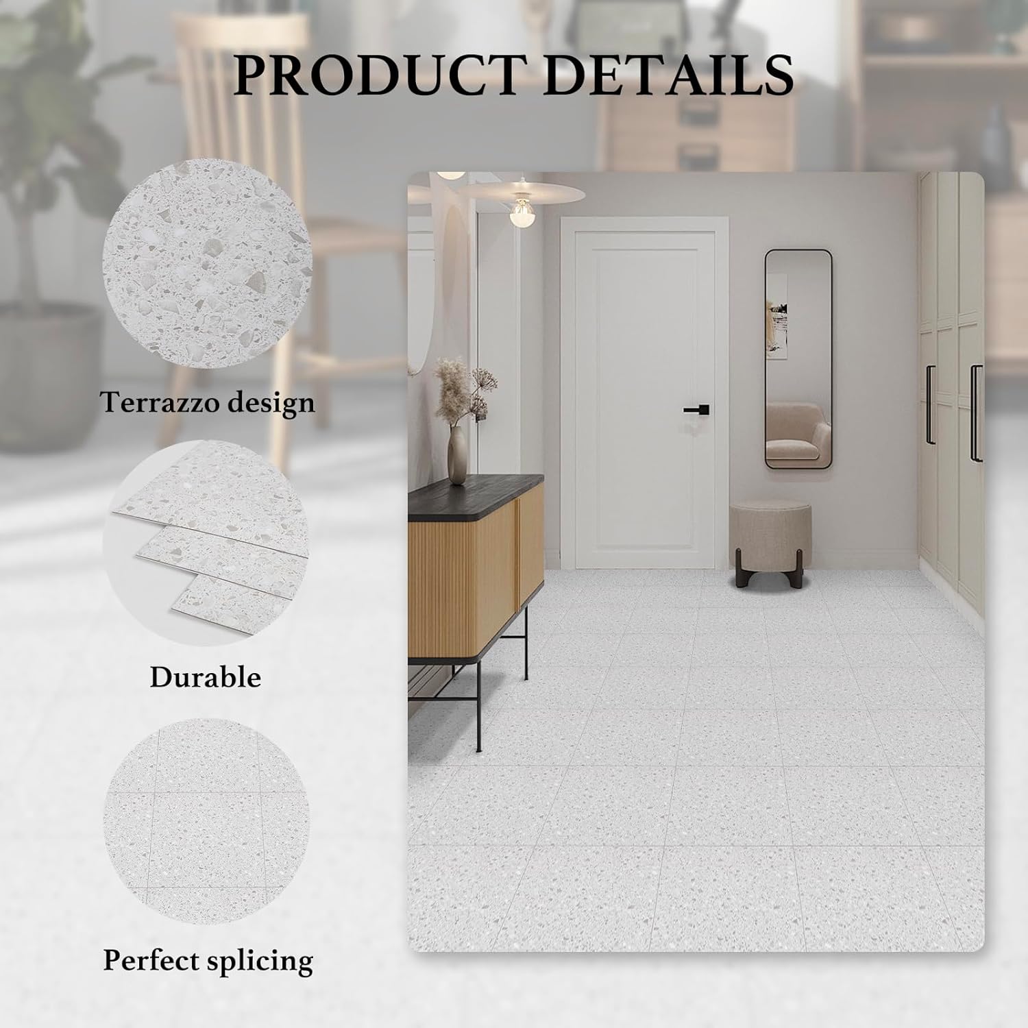 Floor Tiles Self Adhesive, Vinyl Flooring Terrazzo Effect Peel and Stick Floor Tiles for Bathroom Kitchen Living Room, Waterproof Stick on Floor Tiles 30cm x 30cm (20 PCS)-4