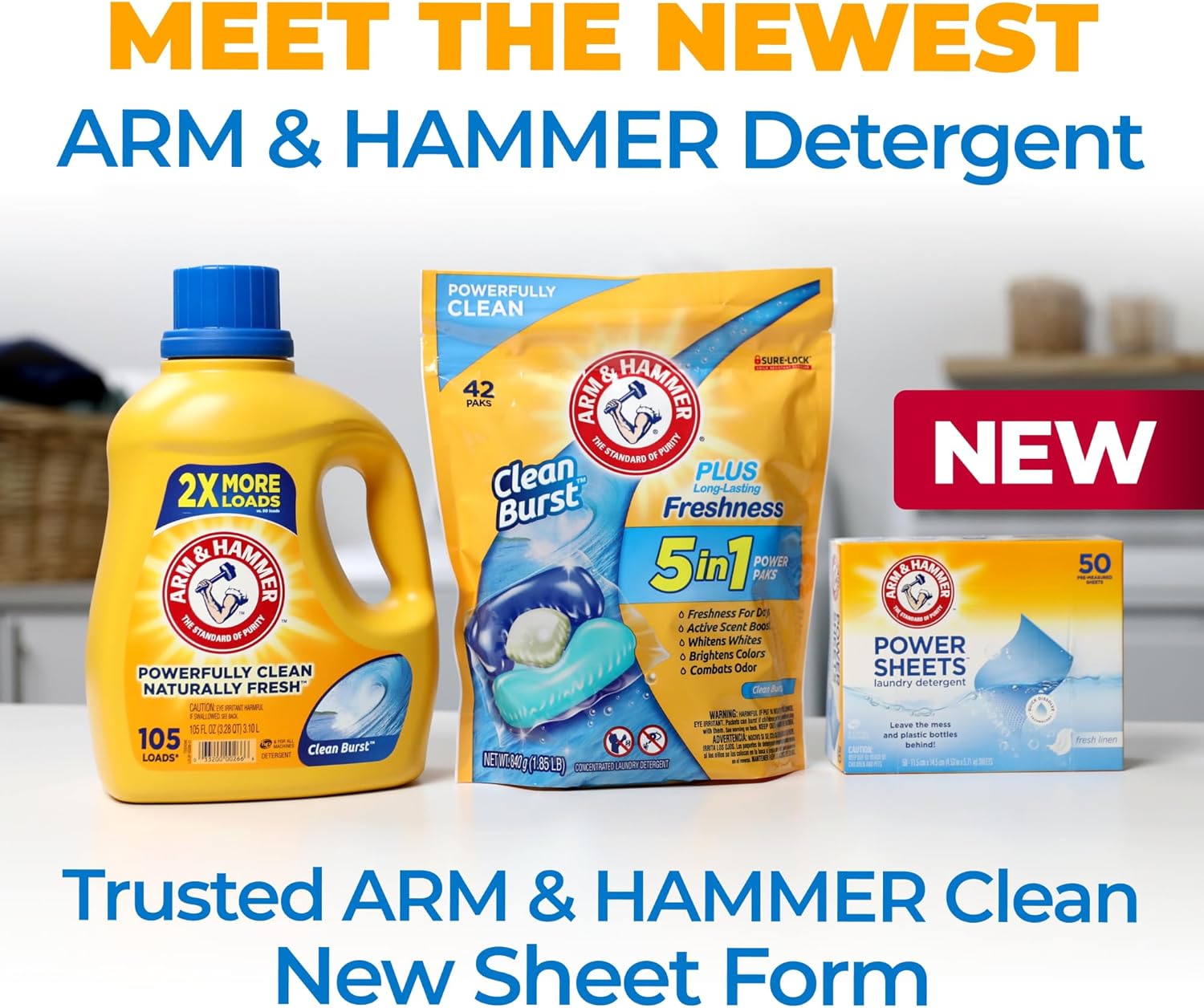 Arm and Hammer Power Sheets Laundry Detergent, Fresh Linen Laundry Sheets 50ct, up to 100 Small Loads, Ultraconcentrated Washing Detergent for deep clean, Laundry Detergent Sheets for Washing Machine-10