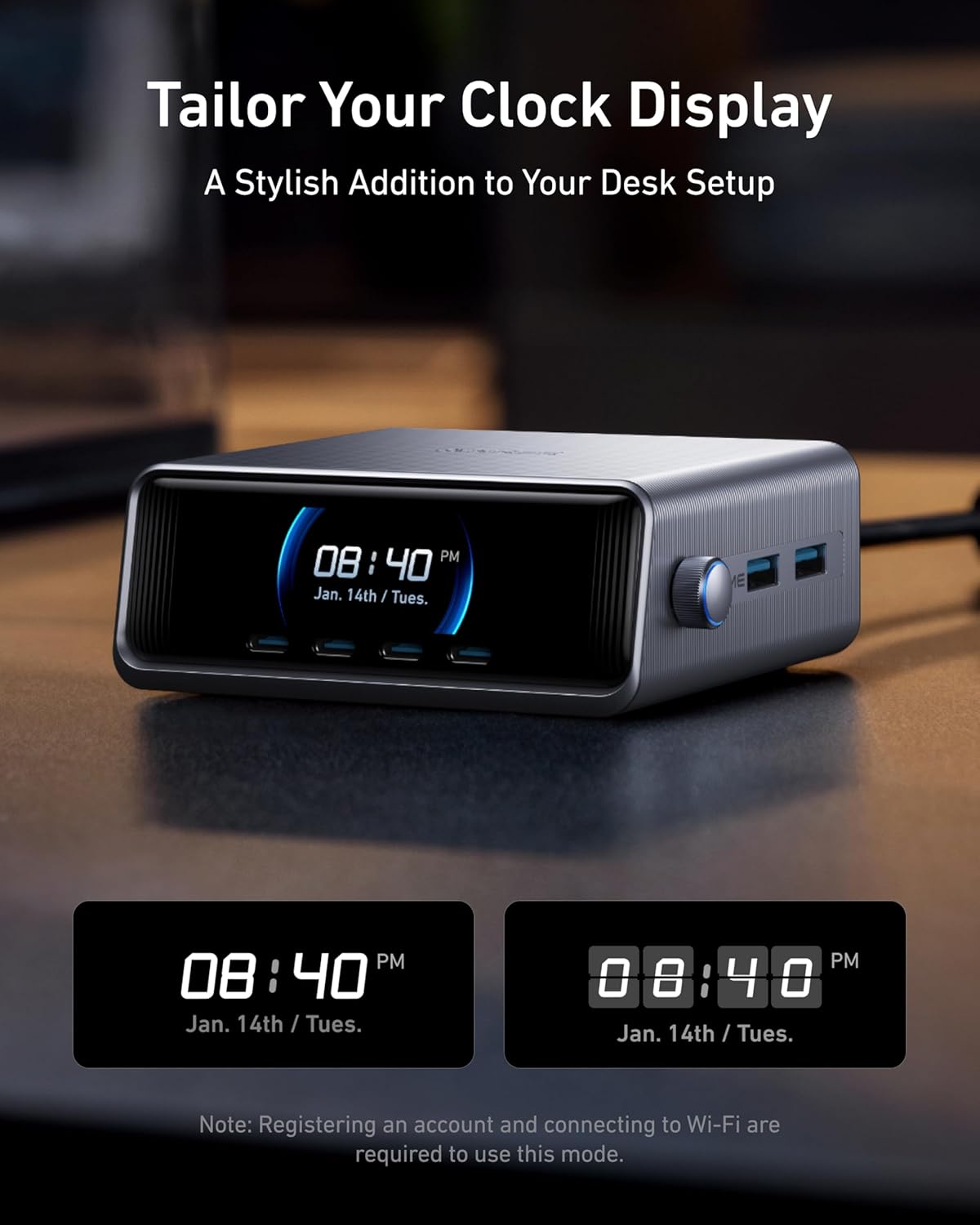 Anker Prime 250W USB C Charger, Ultra-Fast 6-Port GaN Charging Station, 2.26" LCD Display and Smart Control Dial, Compatible with MacBook Pro/Air, iPhone 15/14/13, Pixel, Galaxy, Apple Watch, and More-5