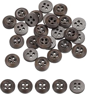 sourcing map 80Pcs Wooden Buttons, 11.5mm(15/32") 4 Hole Round Wood Sewing Button Craft for Sewing DIY Craft Clothing, Dark Brown