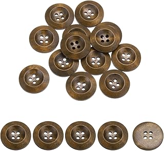 sourcing map 80Pcs Wooden Buttons, 23mm(7/8") 4 Hole Round Wood Sewing Button Craft for Sewing DIY Craft Clothing, Coffee