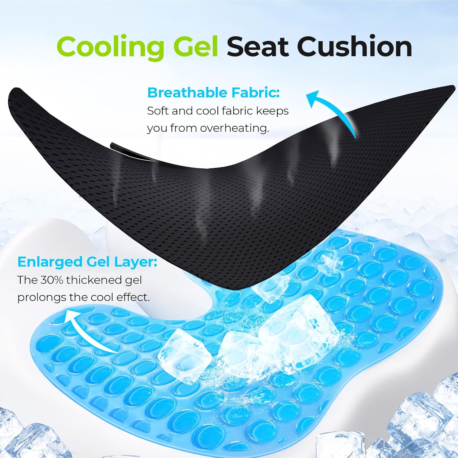 AUVON Multi-Layer Seat Cushion, Gel Pressure Relief Cushion with Memory Foam for Sciatica & Tailbone Pain Relief, Coccyx Cushion for Office Chair, Car Seat-1