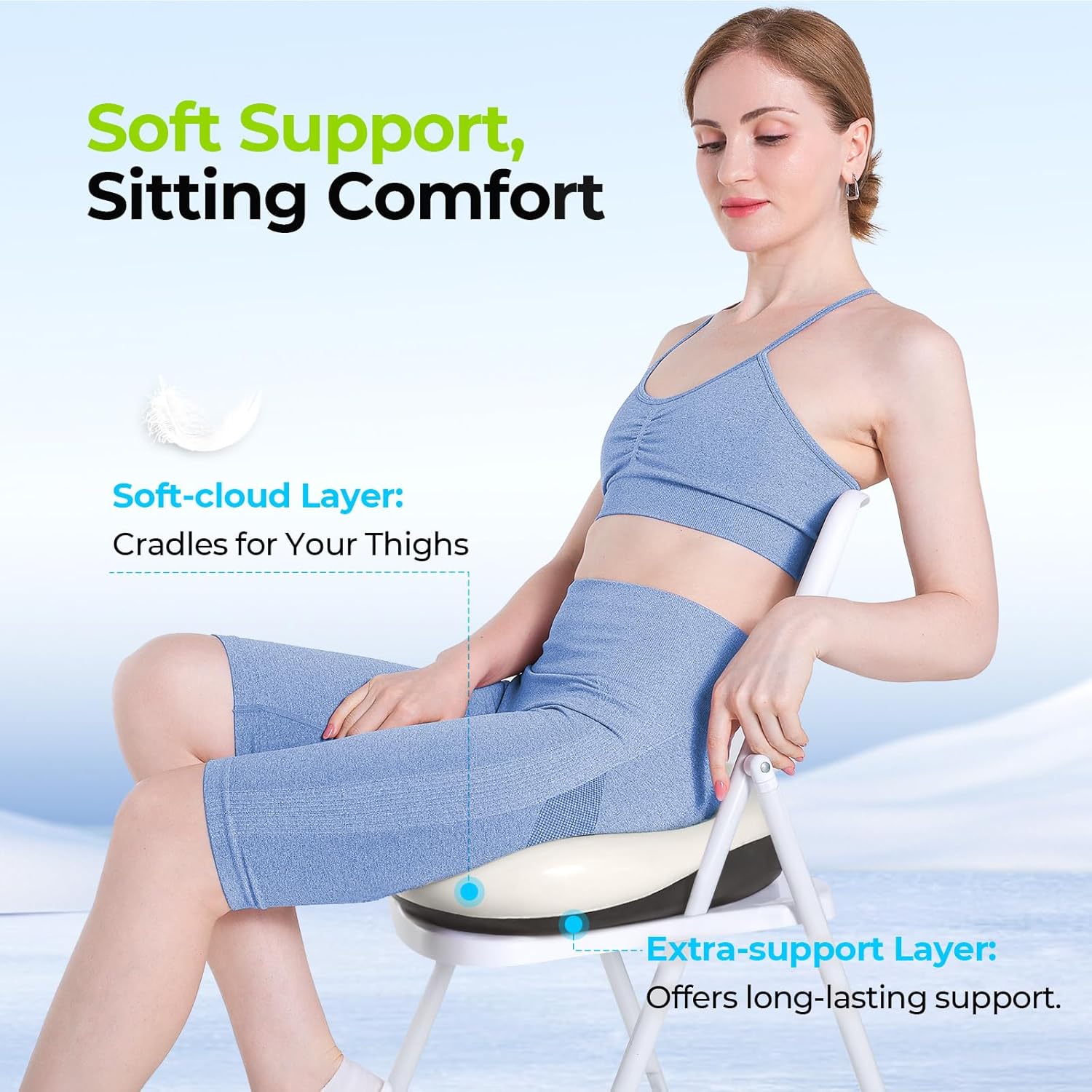 AUVON Multi-Layer Seat Cushion, Gel Pressure Relief Cushion with Memory Foam for Sciatica & Tailbone Pain Relief, Coccyx Cushion for Office Chair, Car Seat-2