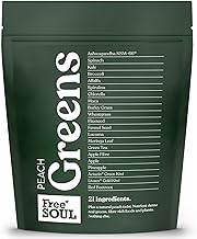 Free Soul Greens - 21 Advanced Greens, Superfoods, and Adaptogens Including KSM-66 Ashwagandha, Vegan & Gluten-Free, Advanced Natural Formula, UK Made, 30 Servings (Peach)