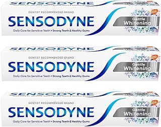 Sensodyne Gentle Whitening Toothpaste for Sensitive Teeth 50ml Pack of 3 Stain Removal Healthy Sensitivity Relief Bright Tooth Dental Oral Care with Welari Thank You Card | (3pack) (150ml)