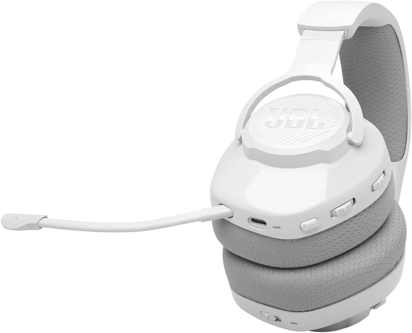 JBL Quantum 360 Wireless Over-Ear Gaming Headphones with 2.4GHz/Bluetooth Dual Wireless Connection, 22H Battery, Multiplatform Compatible, Detachable Mic with Mute Option, in White-5