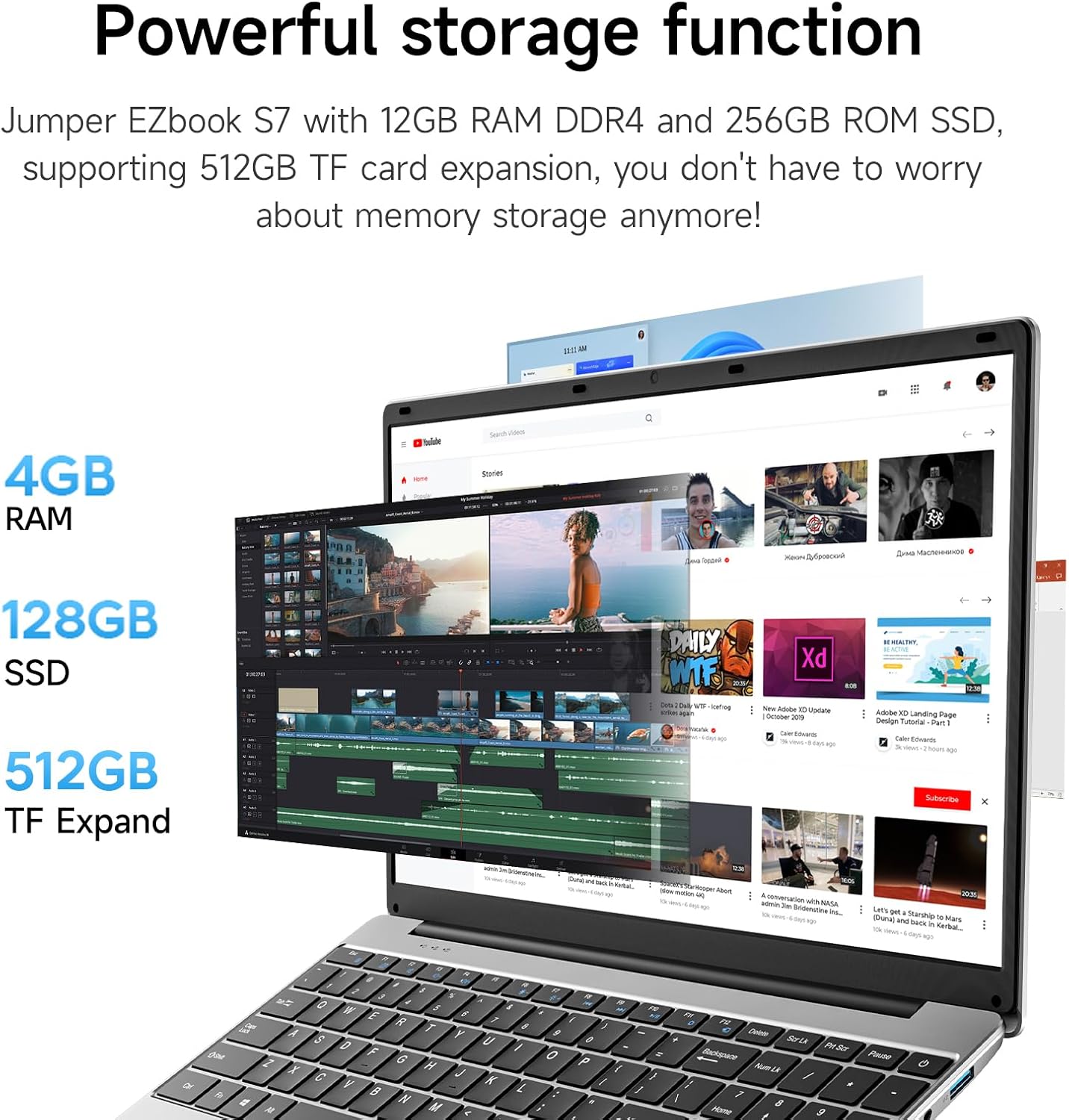 jumper Laptop, 15.6 inch Full HD Display, 4GB DDR4 RAM 128GB SSD, 5205U Processor, 38Wh Battery, Dual Stereo Speakers, USB3.0, Office 365 1-Year Subscription, Keyboard Film UK.-4