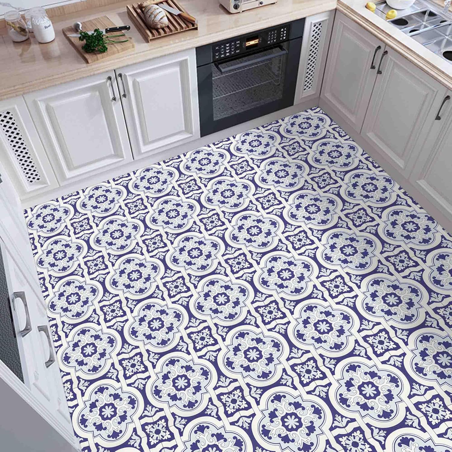 Elffloor Peel and Stick Floor Tiles, Vinyl Flooring Self Adhesive Floor Tile, Waterproof Vinyl Floor Tiles Stick on Bathroom Kitchen, Blue PVC Material 30X30cm 20pcs-6