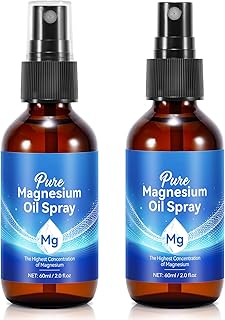 2PC Pure Magnesium Oil Spray 100% Natural Topical Magnesium Spray for Feet and Body, Easy to Absorb, Safe and Effective,Non-GMO Magnesium Spray,Supports Muscle Recovery and Leg Cramps 2.02 fl oz