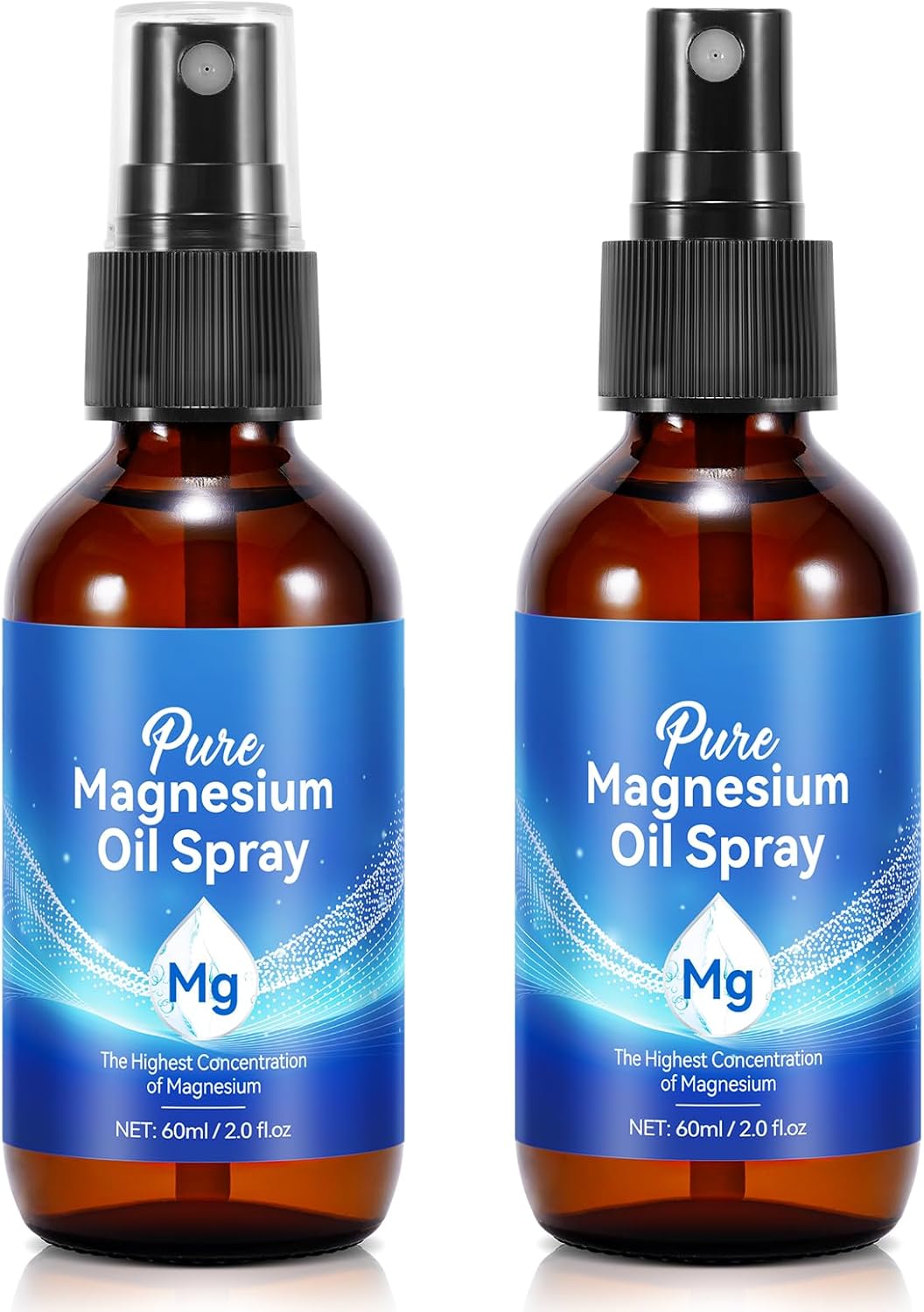 2PC Pure Magnesium Oil Spray 100% Natural Topical Magnesium Spray for Feet and Body, Easy to Absorb, Safe and Effective,Non-GMO Magnesium Spray,Supports Muscle Recovery and Leg Cramps 2.02 fl oz-0