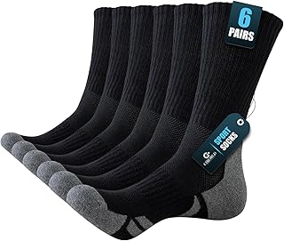 Circorld Mens Socks, Comfortable Sports Socks for Hiking Walking Trekking Running Outdoor, Cushion Wicking Breathable Crew Socks Men Women Anti-Blister, Anti-Odour Multipack 6 Pairs