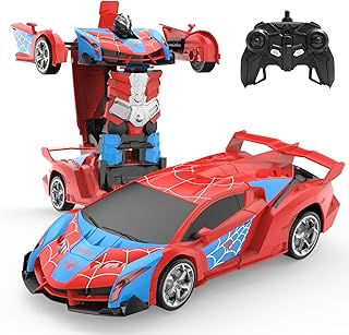 DEERC Transform Remote Control Car,2.4GHz Robot RC Cars,1:18 Scale Spider Car Toy One-Button Deformation & 360° Rotating Drifting for Kids Boys Age 4-7 8-12 Birthday Xmas Gift