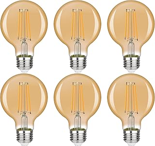 DayAuro G80 Led Edison Light Bulb,E27 Screw Bulb,90% Energy Saving, Non-Dimmable,220V 4W(40W Equivalent) 400 Lumen Warm White 2700K CRI>90 (6)