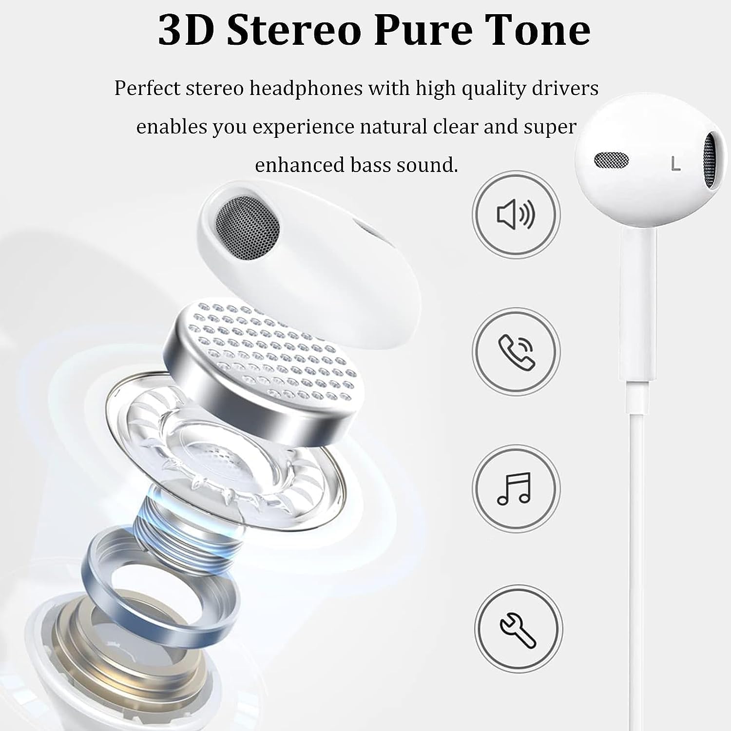 In-Ear Headphones iPhone 14 【Apple MFI Certified】 Lightning Earphones HiFi Audio Stereo with Microphone & Volume Control Headset Compatible with iPhone 14/14 Pro/13/12/SE/11/X/XR/8/7 Plus-2