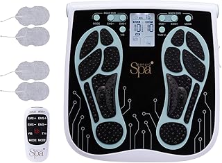 Sensio Spa Foot & Legs Blood Circulation Machine with 99 Intensity Levels, Includes 4 Gel Pads for Legs, Back & Shoulders, EMS & TENS, Remote Control, Mains or Battery Powered