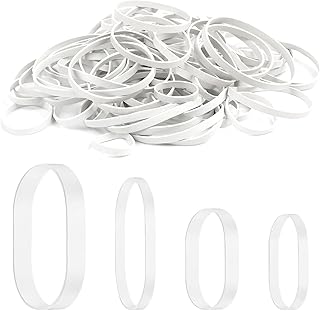 Elastic Bands Heavy Duty 100Pcs Rubber Bands Natural Strong Elastic Bands Thick 200g Rubber Band Stretchable Rubber Bands Sizes 25mm 38mm 60mm 70mm for Home School Office Money Bands,White