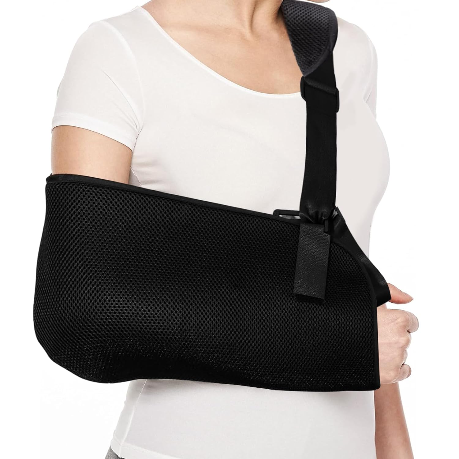 INBOLM Arm Sling for Shoulder Injury,Lightweight and Breathable Sling for Arm Support,Adjustable Shoulder Sling,Arm Sling for Hand Injury Elevated for Broken Dislocated Fracture & Strain (Black)-0