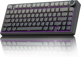 AULA F75 75% Wireless Mechanical Keyboard,2.4Ghz/Type-C/BT5.0 Mechanical Keyboard,Side Engraved Gasket Hot Swappable Custom Keyboard,Pre-lubed Reaper Switches RGB Backlit Gaming Keyboard(Black)