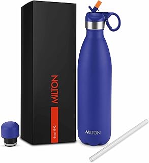 Milton 26 oz Stainless Steel Water Bottle with 2 Lids, Double Walled Vacuum Insulated,Flask for Hot and Cold Drinks, Leakproof Design, Dishwasher Safe, Ideal for Sports, Gym & Travel, Larvik