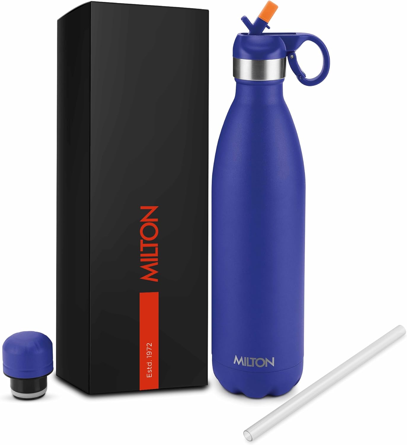 Milton 26 oz Stainless Steel Water Bottle with 2 Lids, Double Walled Vacuum Insulated,Flask for Hot and Cold Drinks, Leakproof Design, Dishwasher Safe, Ideal for Sports, Gym & Travel, Larvik-0