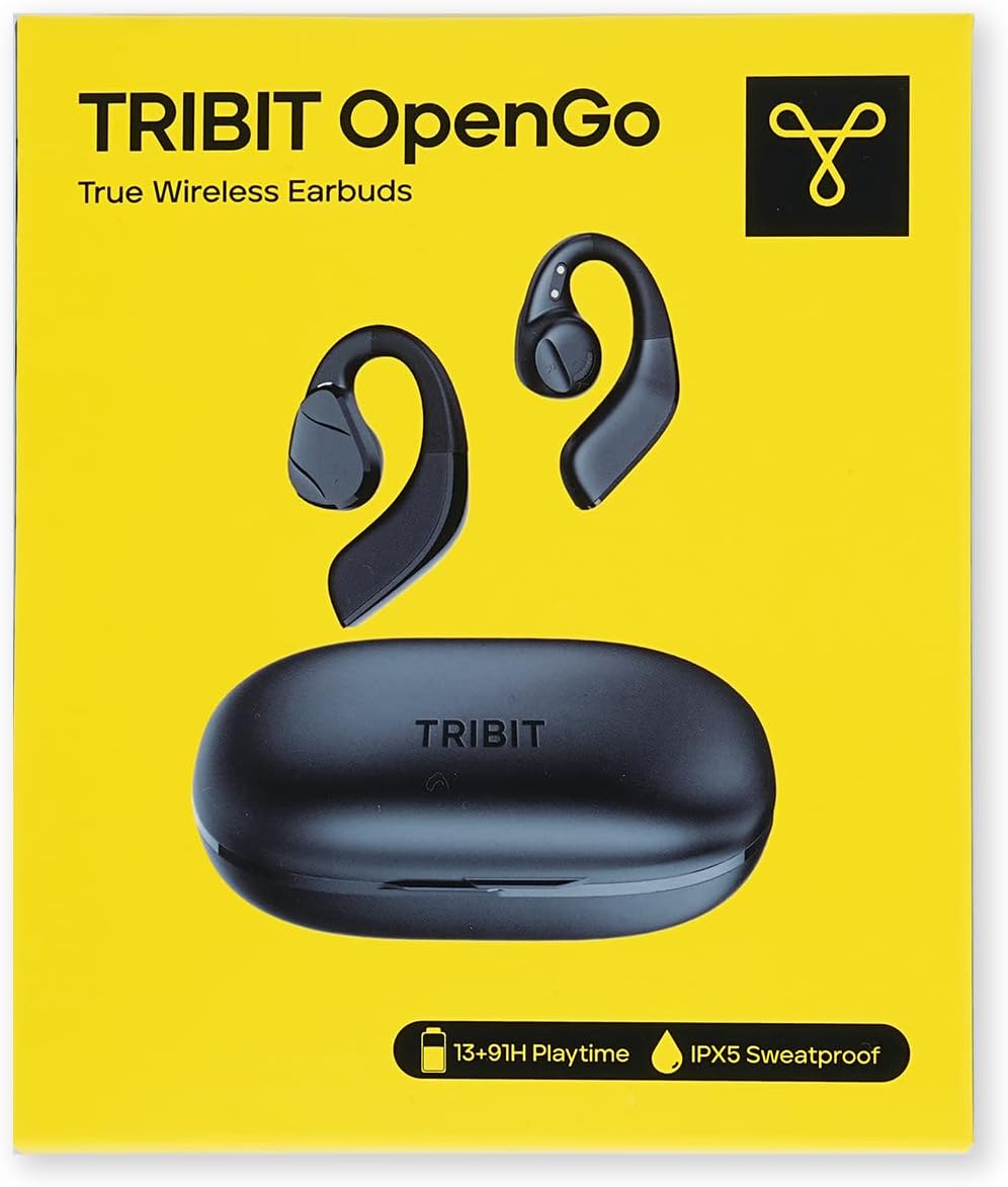 Tribit OpenGo Open-Ear Headphones, Over-Ear Earbuds, Bluetooth Wireless Earbuds, Ergonomic Ear Hooks, 104H Playtime, IPX5, Quiet Comfort, Open Ear Earphones for Sports Workout Running, Black-7