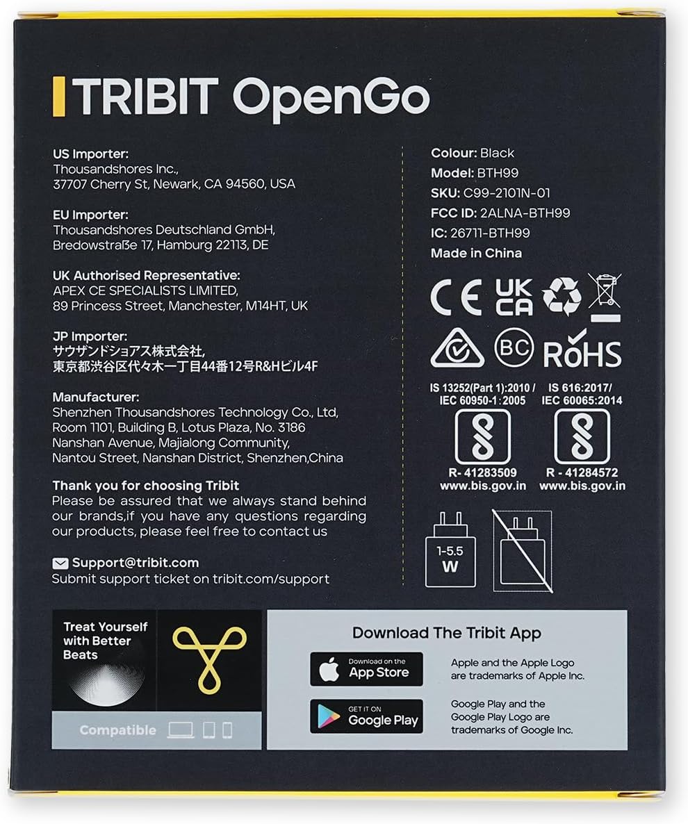 Tribit OpenGo Open-Ear Headphones, Over-Ear Earbuds, Bluetooth Wireless Earbuds, Ergonomic Ear Hooks, 104H Playtime, IPX5, Quiet Comfort, Open Ear Earphones for Sports Workout Running, Black-8