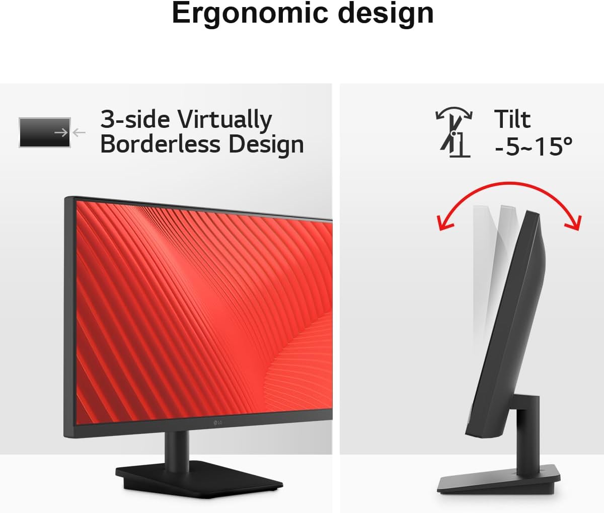 LG Electronics Monitor 24MS500, 24 Inch, 1080p, 100Hz, 5ms, IPS Display, Smart Energy Saving, HDMI-3