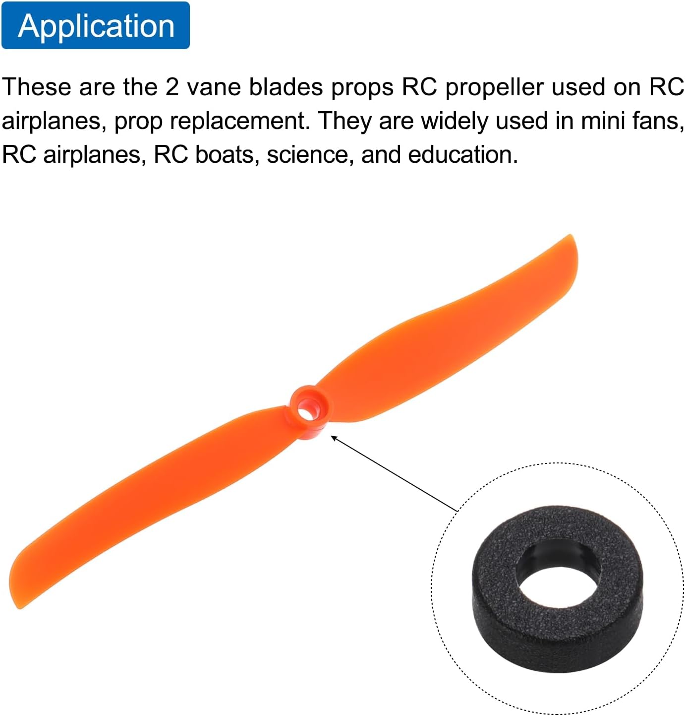 sourcing map 6Pcs 8060 RC Propellers Blade Prop 2 Vane 20.3cm Dia Plastic for RC Aircraft Quadcopter Prop Replacement, Orange with 9 Plastic Washers-3