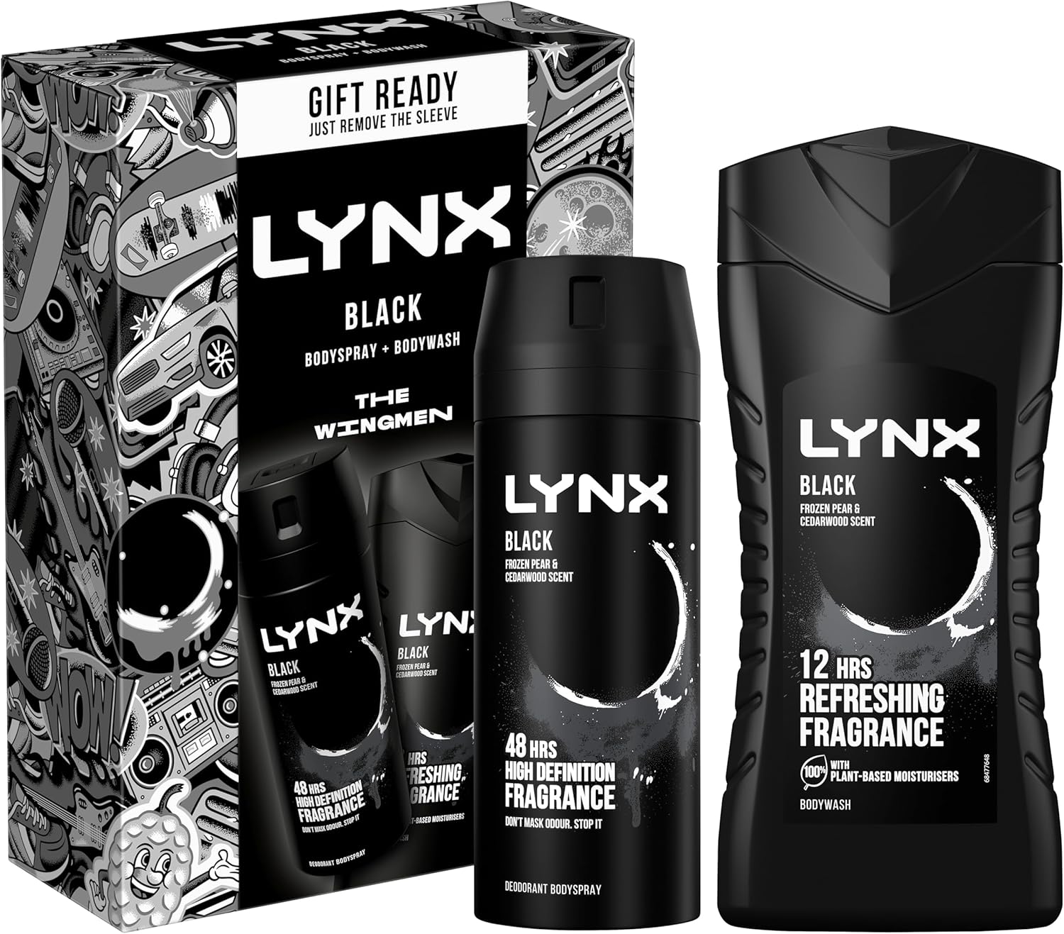 LYNX Black The Wingmen Duo Deodorant Gift Set Body Wash & Body Spray perfect for his daily routine 2 piece-0