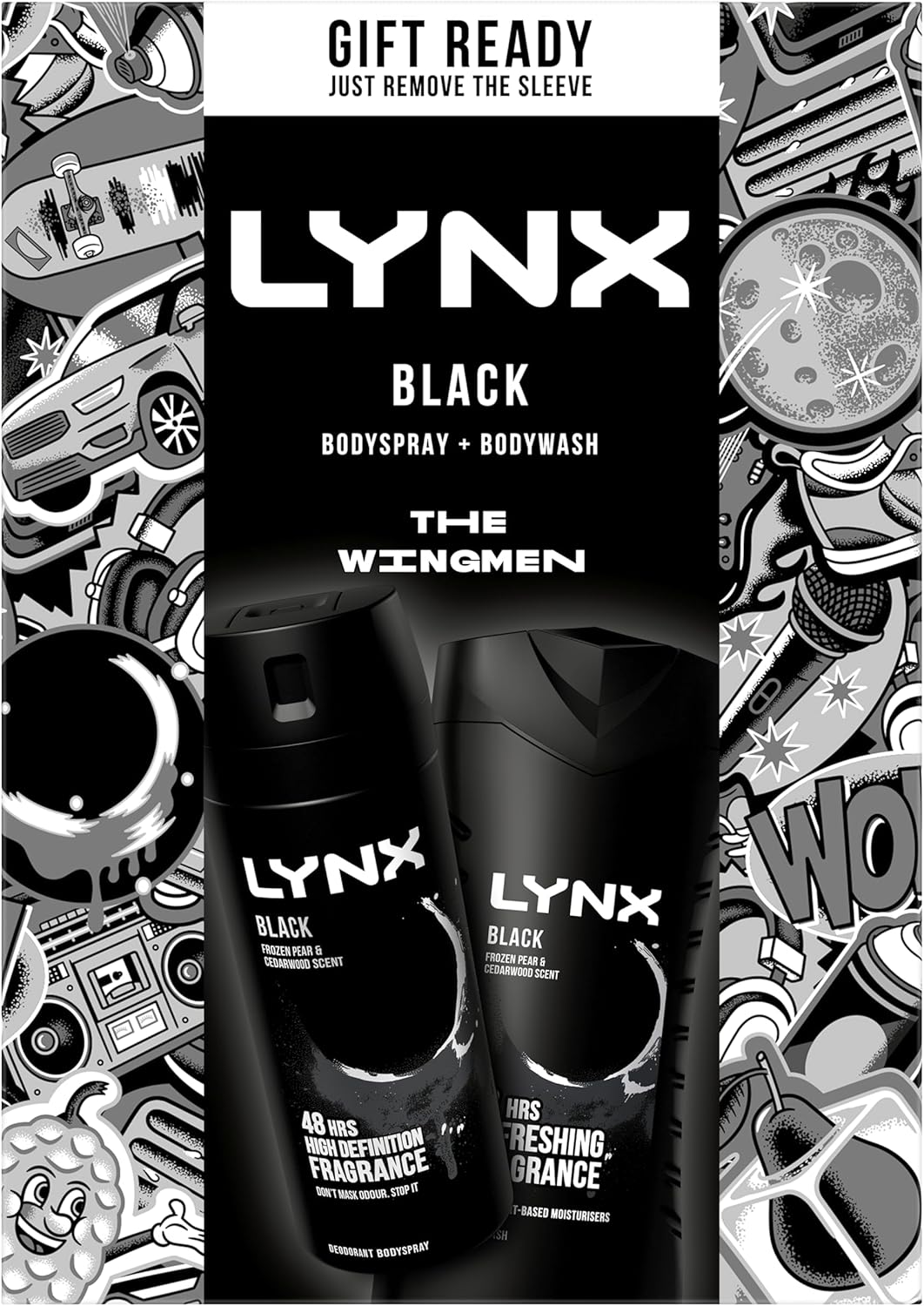 LYNX Black The Wingmen Duo Deodorant Gift Set Body Wash & Body Spray perfect for his daily routine 2 piece-1