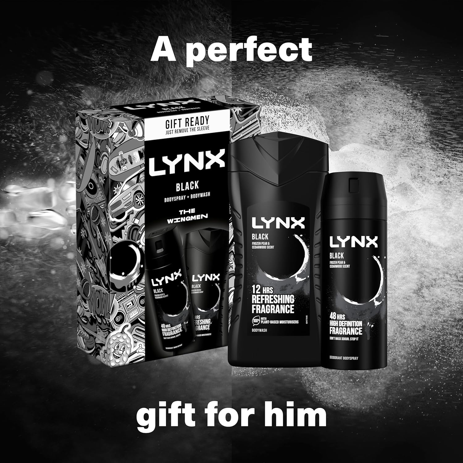 LYNX Black The Wingmen Duo Deodorant Gift Set Body Wash & Body Spray perfect for his daily routine 2 piece-2