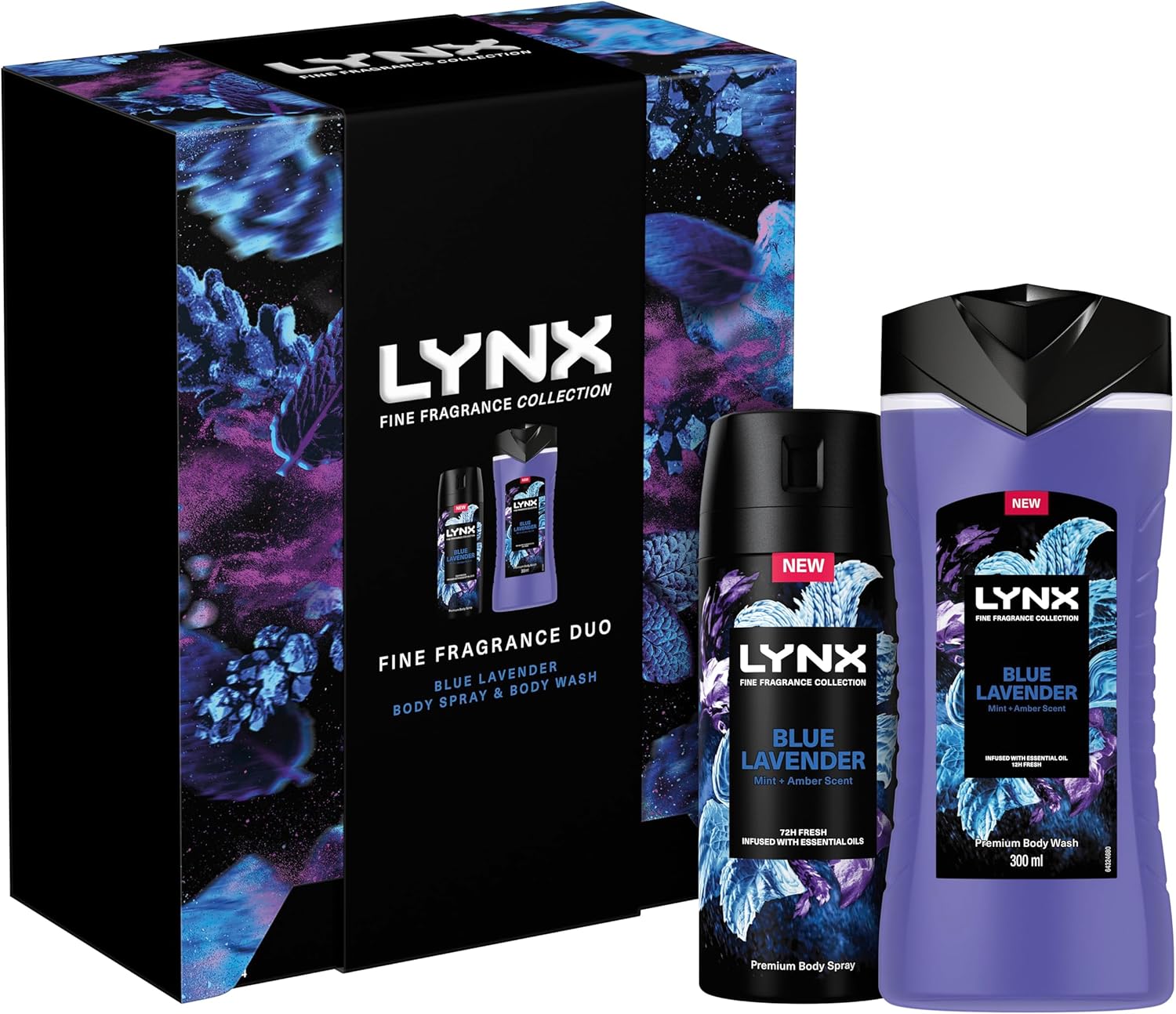 LYNX Fine Fragrance Collection Blue Lavender Duo Deodorant Gift Set Body Wash & Body Spray perfect gifts for him 2 piece-0