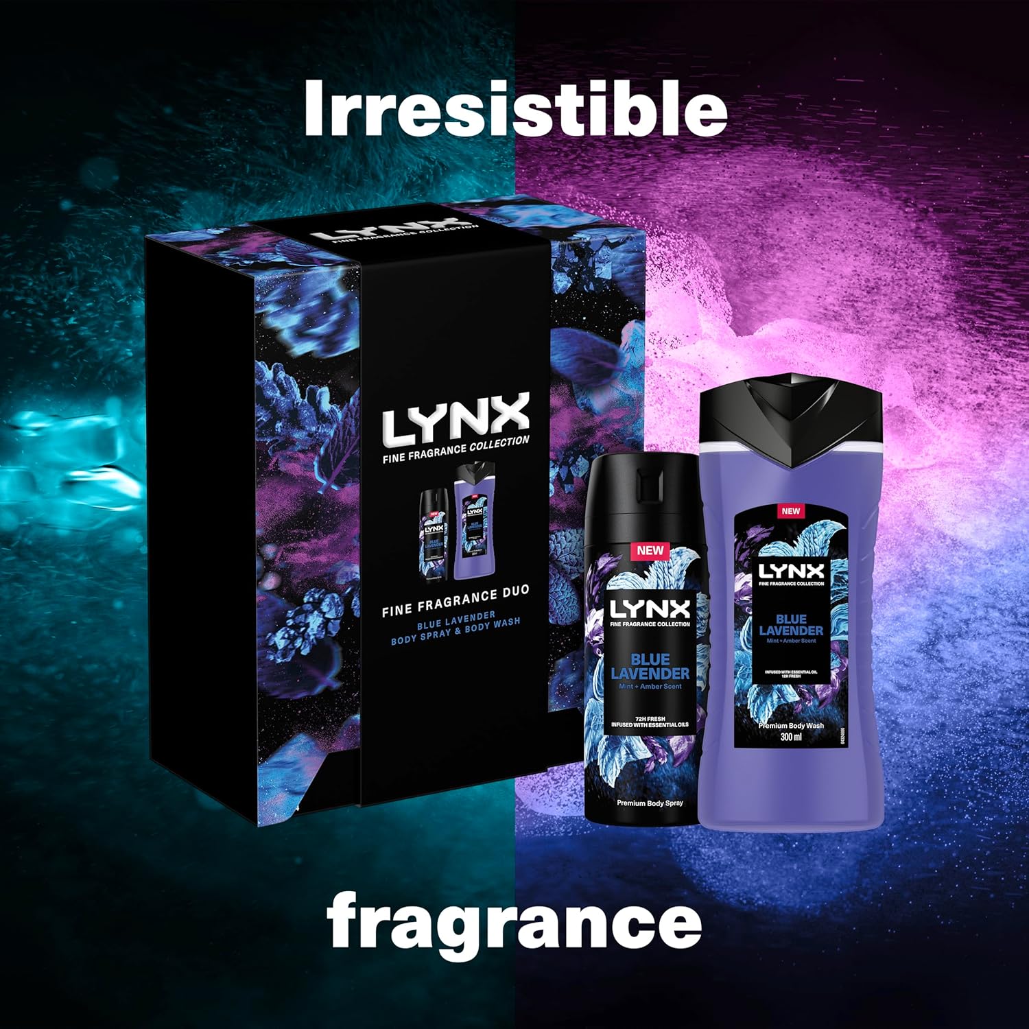 LYNX Fine Fragrance Collection Blue Lavender Duo Deodorant Gift Set Body Wash & Body Spray perfect gifts for him 2 piece-2