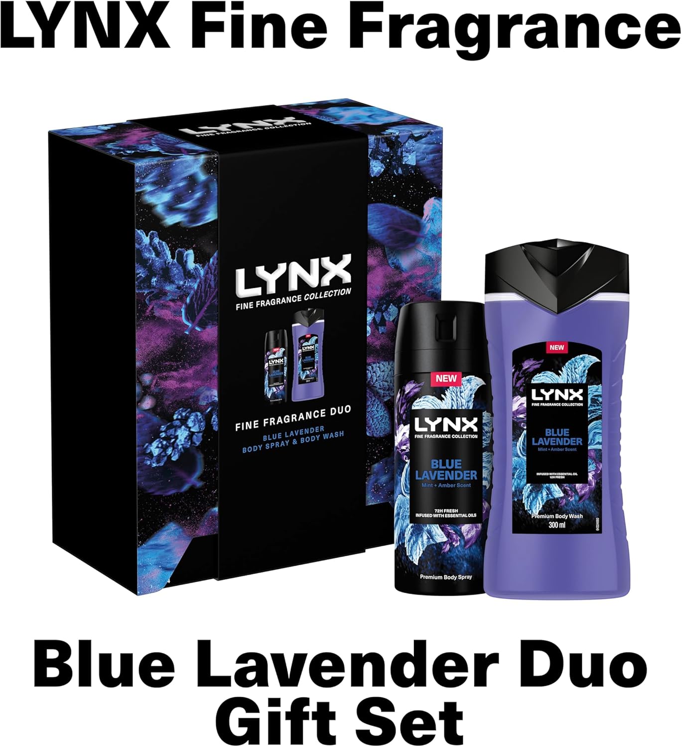 LYNX Fine Fragrance Collection Blue Lavender Duo Deodorant Gift Set Body Wash & Body Spray perfect gifts for him 2 piece-4