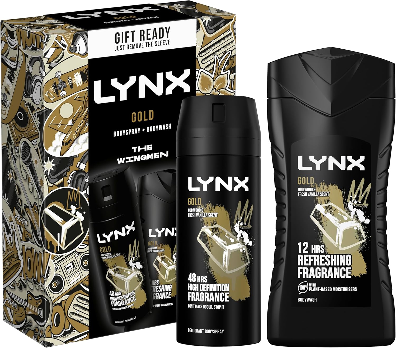 LYNX Gold The Wingmen Duo Deodorant Gift Set Body Wash & Body Spray perfect for his daily routine 2 piece-0