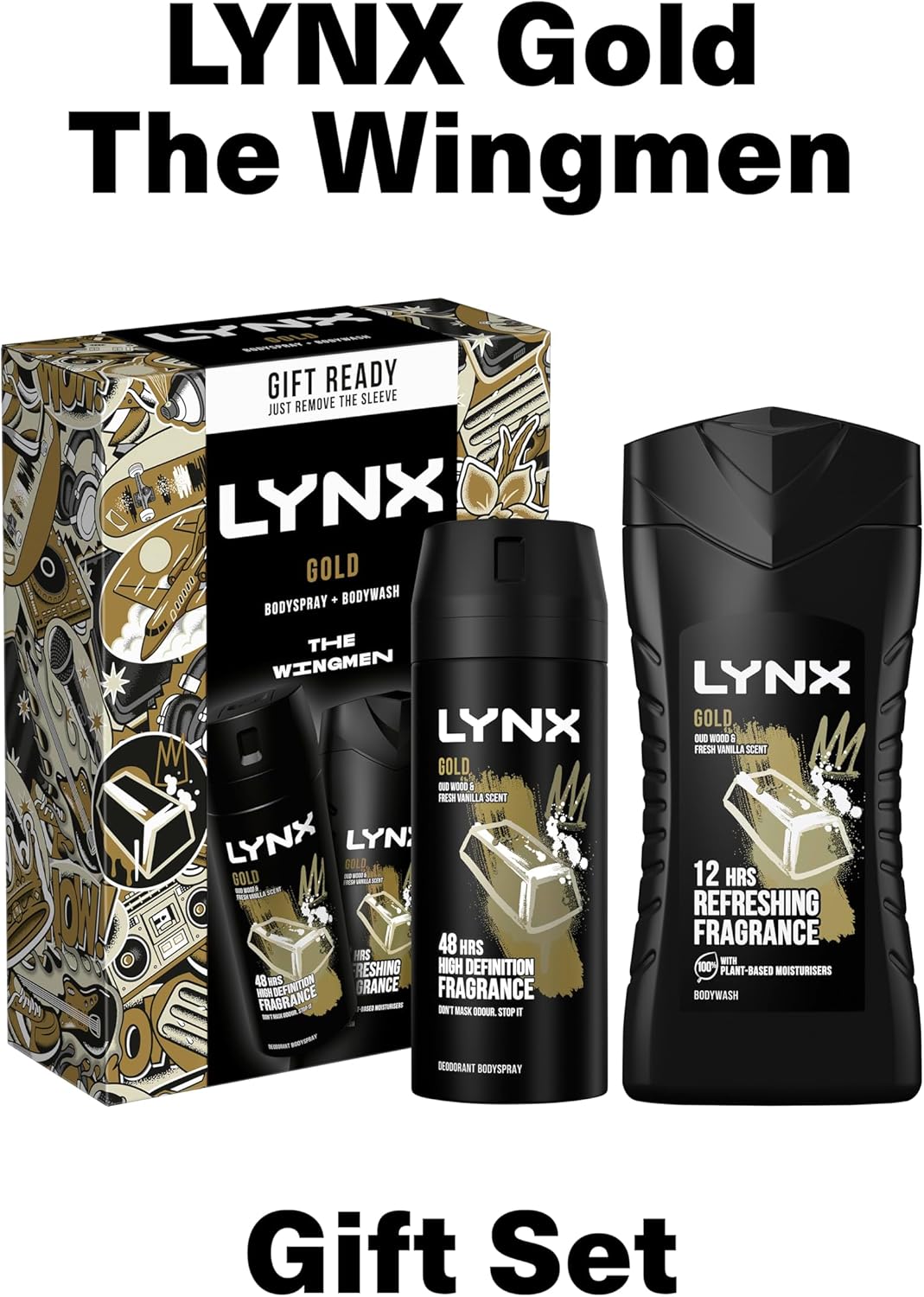 LYNX Gold The Wingmen Duo Deodorant Gift Set Body Wash & Body Spray perfect for his daily routine 2 piece-4