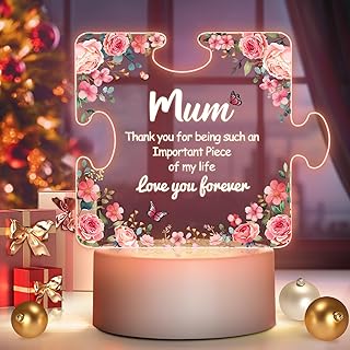 Winzwon Mum Christmas Gifts, Gifts for Mum from Daughter Son, Mum Birthday Gifts Acrylic Puzzle Night Light Pieces, Mothers Day Gifts, Personalised Presents for Mum, Stepmum, Pregnant Mum, New Mum