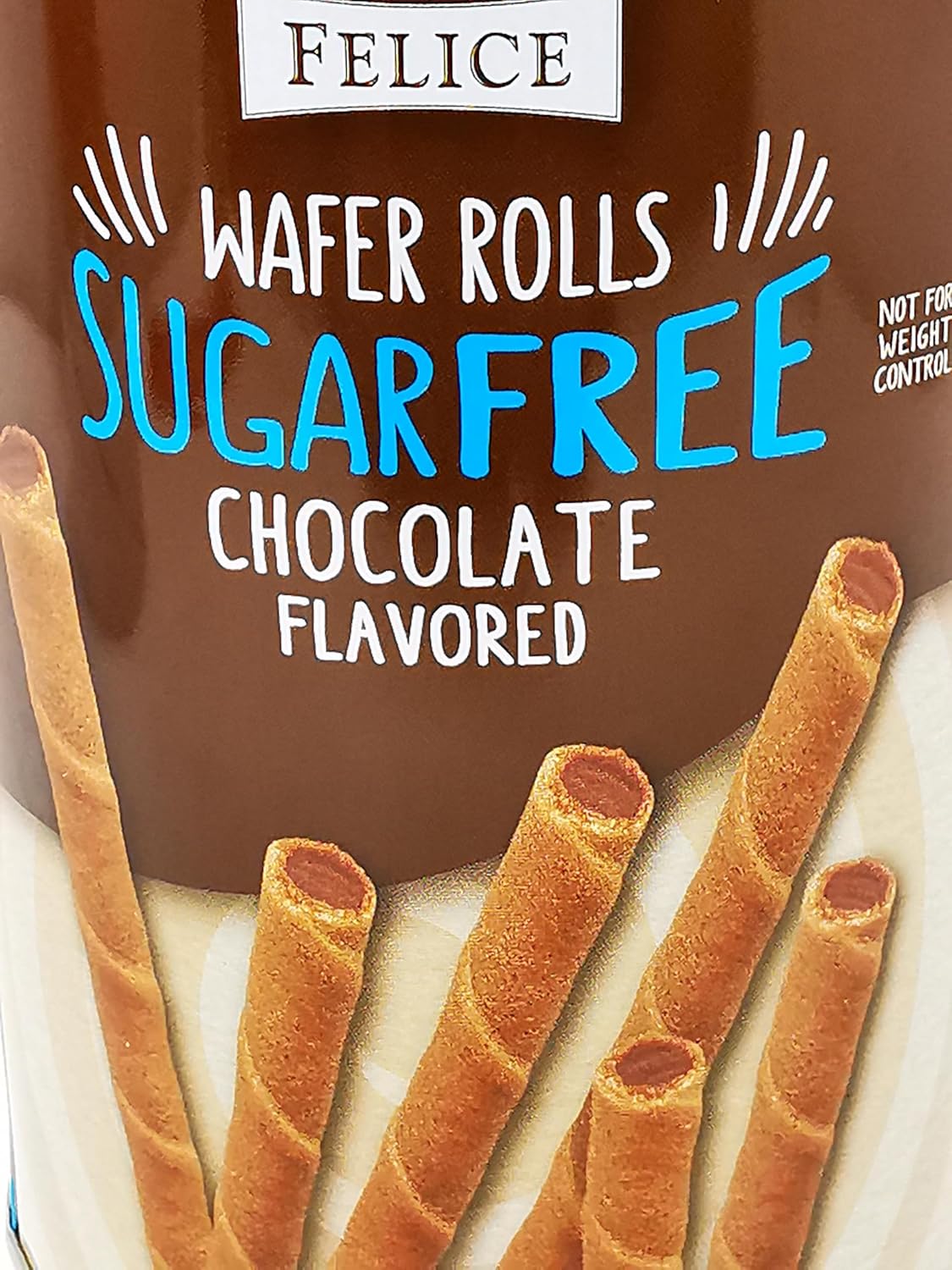 PACK OF 2 Felice Sugar Free Chocolate Flavoured Wafer Rolls in Resealable Tin (2x 400g)-7