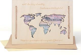 CYZBL Travel World Map Wedding Gift Made of Wood, Personalised Wedding Card Money Case, Travel Honeymoon Money Gift, Money Gifts Packaging, Money Cards for Packaging for Bride Groom