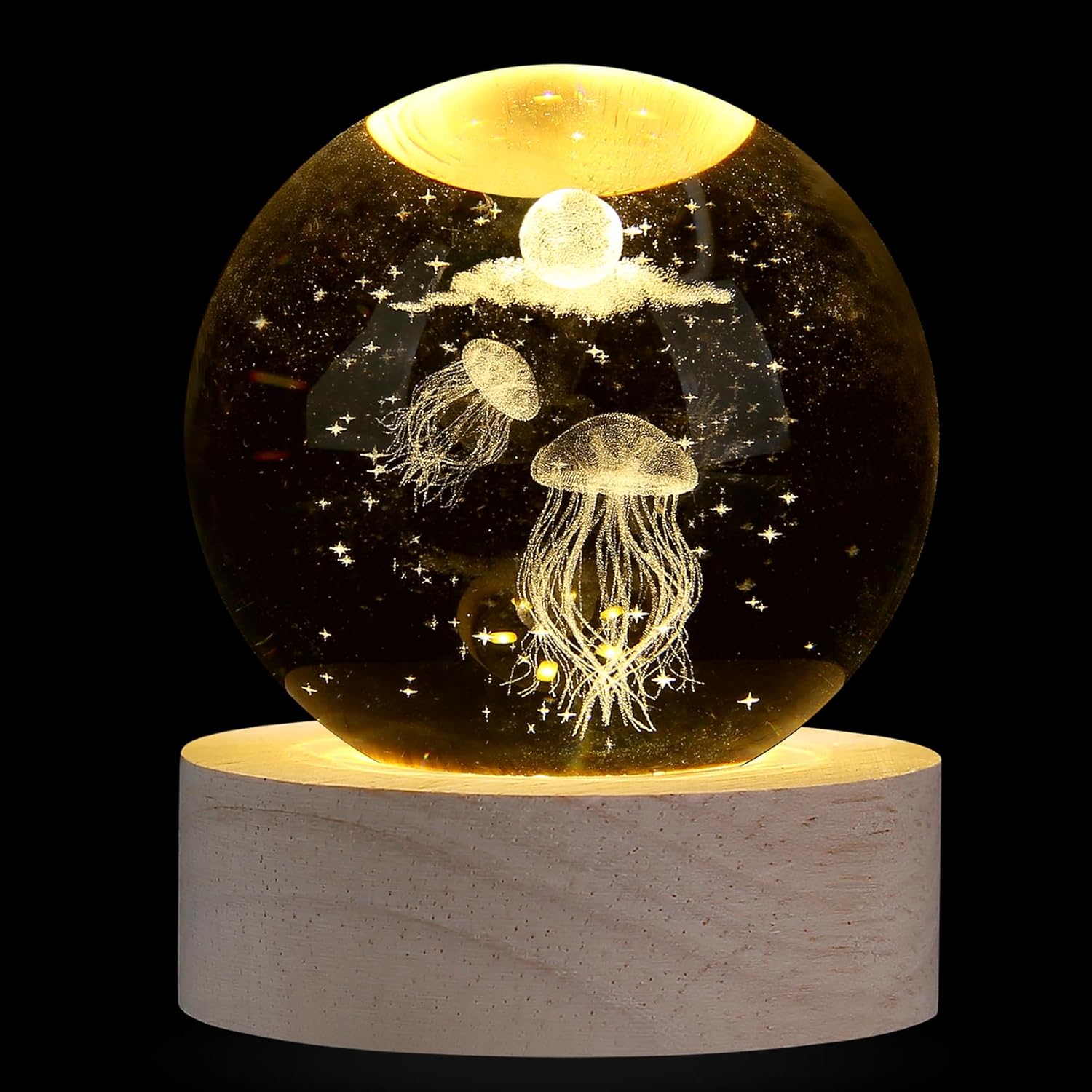 XIANNVXI Jellyfish Crystal Ball Paperweight Jellyfish Gifts Jellyfish Decor Jellyfish Lamp Crystal Lamp Sphere Lamp Cute Bedroom Decoration Office Decor-0