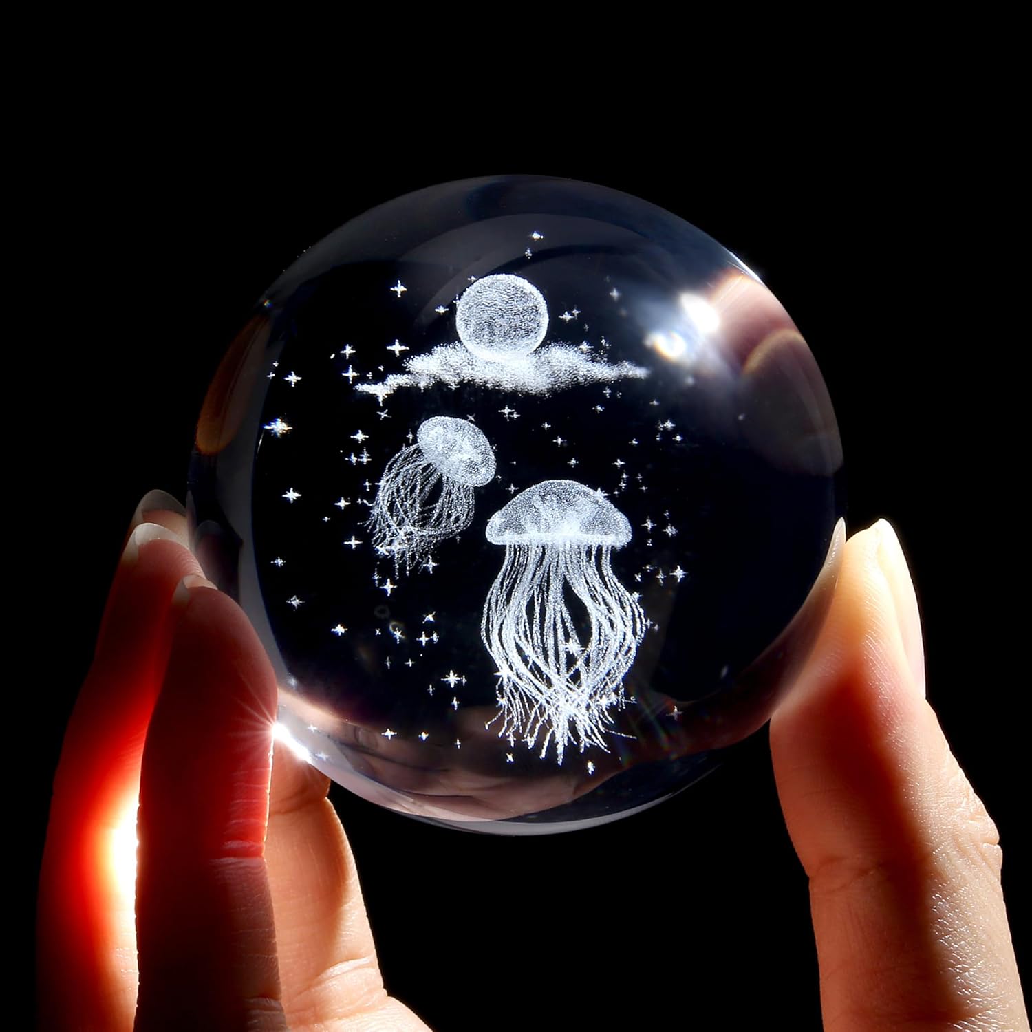 XIANNVXI Jellyfish Crystal Ball Paperweight Jellyfish Gifts Jellyfish Decor Jellyfish Lamp Crystal Lamp Sphere Lamp Cute Bedroom Decoration Office Decor-1