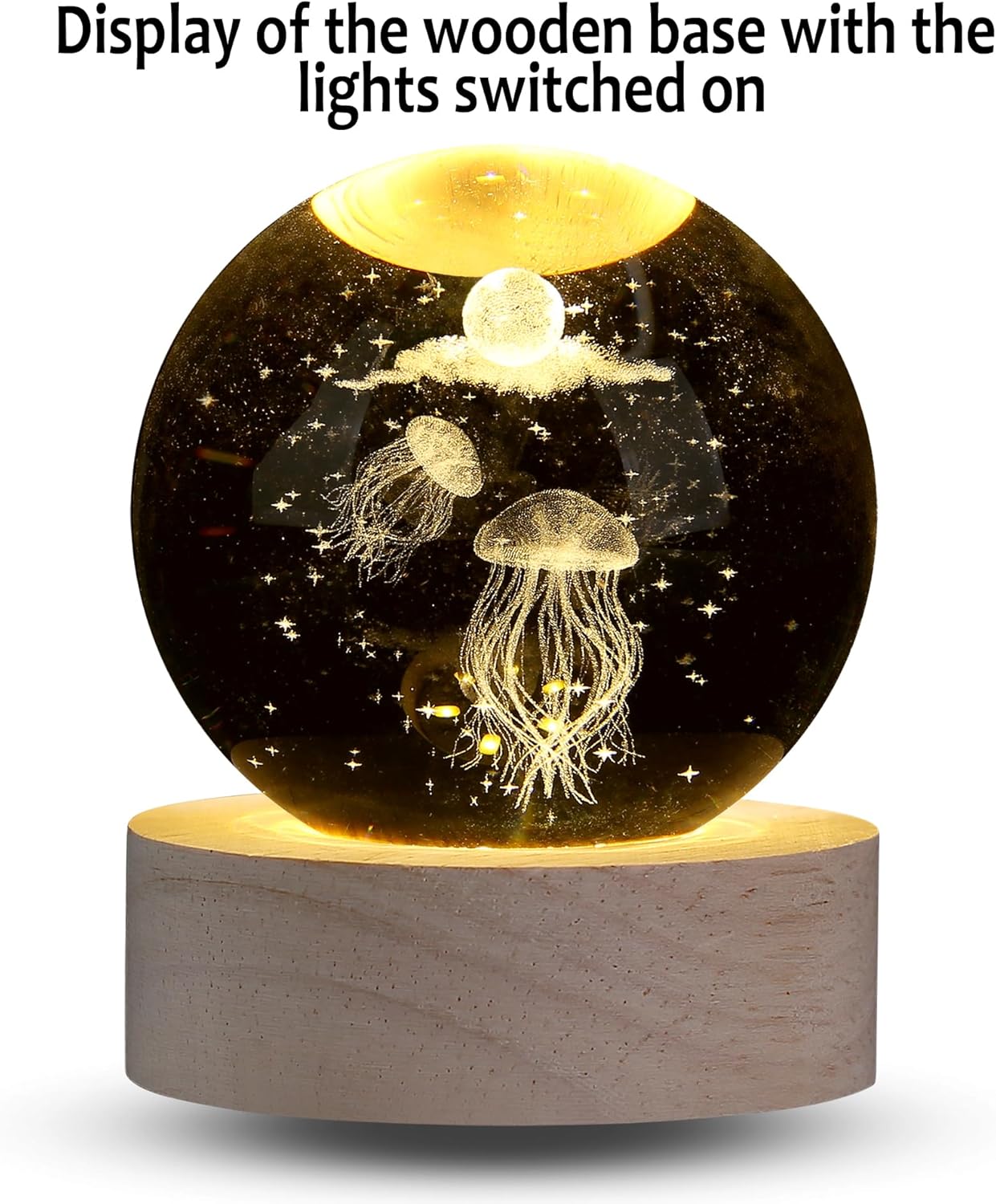 XIANNVXI Jellyfish Crystal Ball Paperweight Jellyfish Gifts Jellyfish Decor Jellyfish Lamp Crystal Lamp Sphere Lamp Cute Bedroom Decoration Office Decor-3