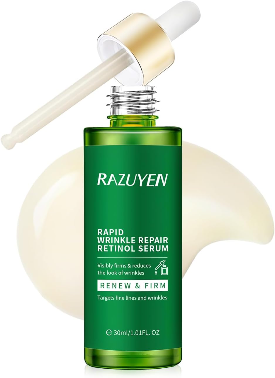 RAZUYEN Retinol Serum for Face, Anti Wrinkle Serum With Retinol, Vitamin E and Peptides, For Smoothing and Soothing Skin, Anti Aging Serum, 1 Ounce-0