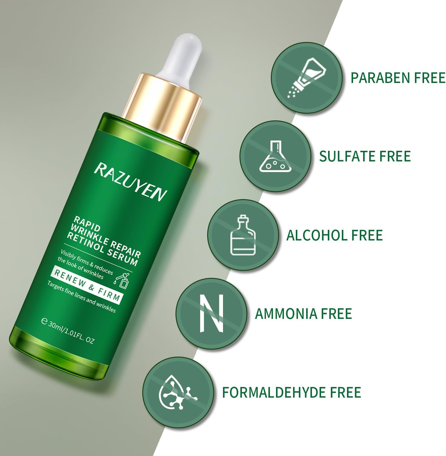 RAZUYEN Retinol Serum for Face, Anti Wrinkle Serum With Retinol, Vitamin E and Peptides, For Smoothing and Soothing Skin, Anti Aging Serum, 1 Ounce-2